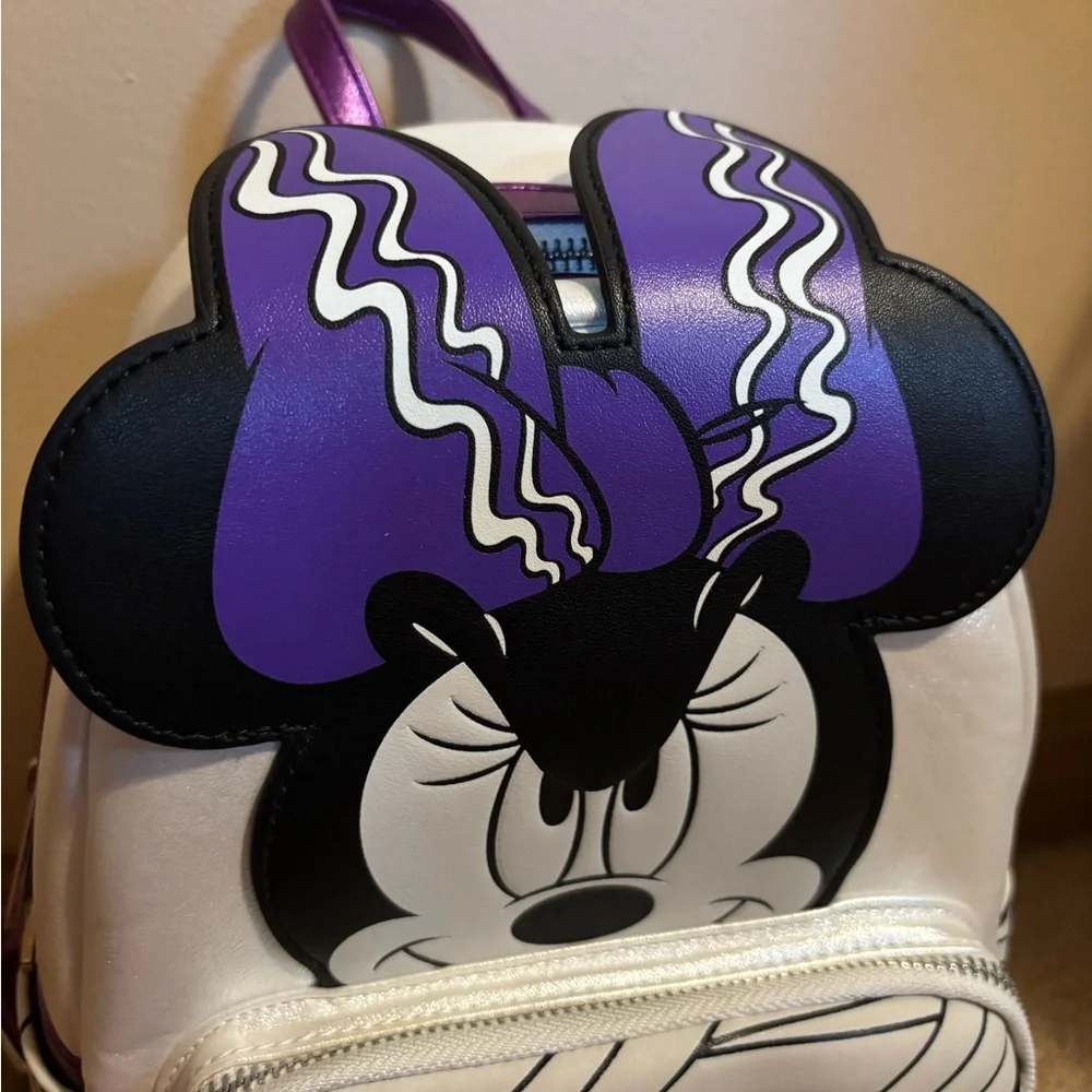 Loungefly Disney Minnie Mouse Bride Frankenstein Glow in the Dark Mini Backpack - Picture 3 of 13